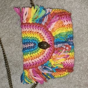 Kurt Geiger Mini Kessington Rainbow Tassel Crossbody with Chain Strap